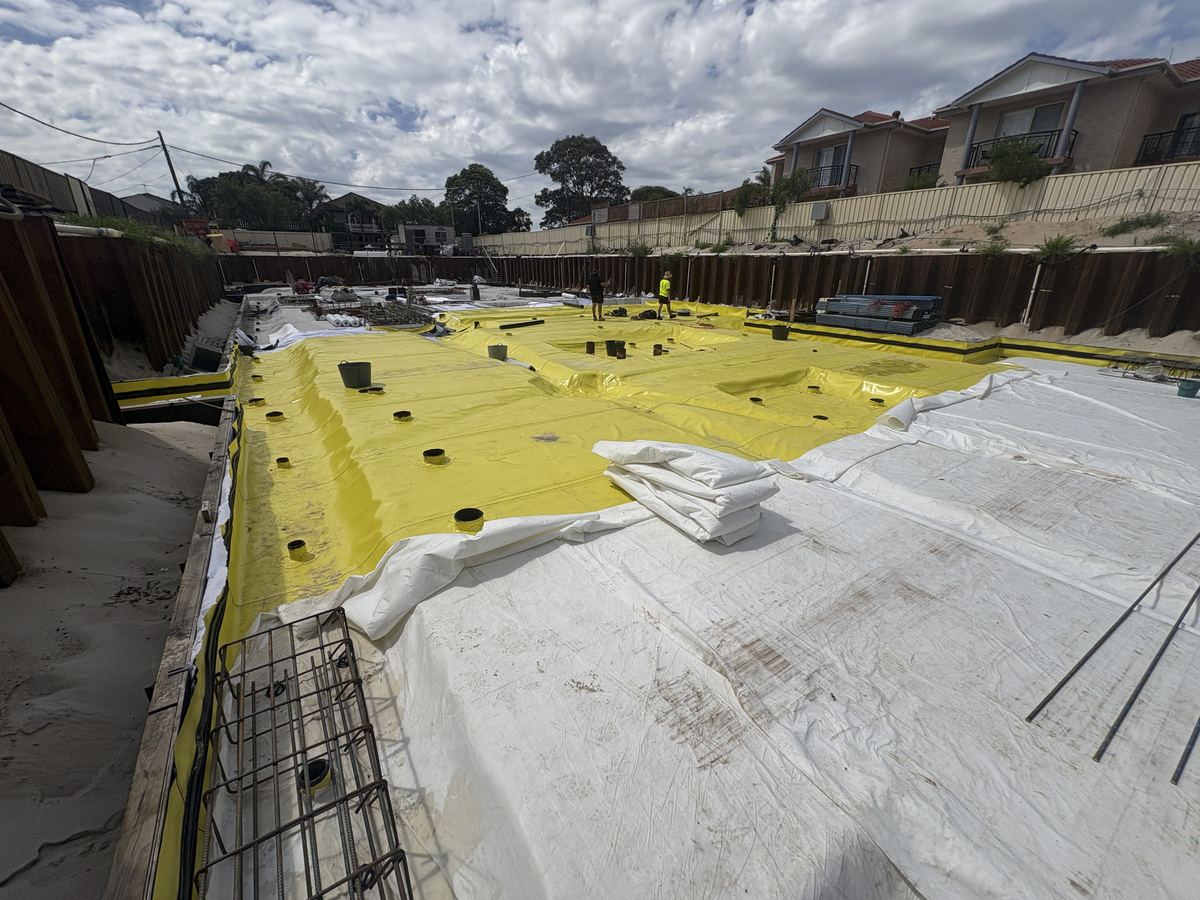 Membrane laid over a large slab area